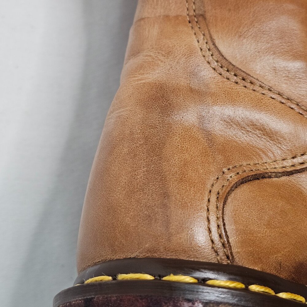 Doc Dr Martens 14 Hole Tan Tall Leather Boots Air Wair 11472 Women's 8 Men's 7i - Picture 9 of 13